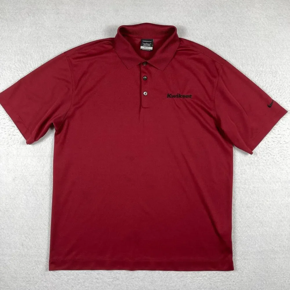 Nike Polo Shirt Mens Large Red Kwikset Logo Golf Travel Work‎ Carpenter Handyman